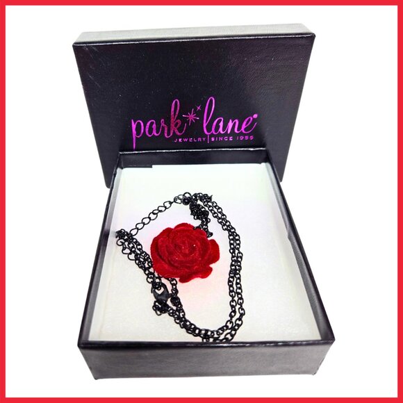 Hot Topic Velvet Rose Necklace Park Lane Jewelry - Picture 1 of 2